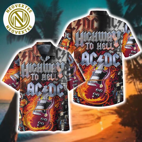 AC DC Aloha Highway To Hell ACDC Guitar Music Hawaiian Shirt