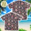 AC DC Metal Rock Band Floral Pattern Black Background Hawaiian Shirt