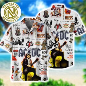 ACDC Band Aloha For Those About To Rock Collage Summer 2025 Hawaiian Shirt