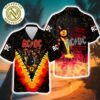 ACDC Thunderstruck Guitar Flames Black Background Summer Gift For Family 2025 Hawaiian Shirt