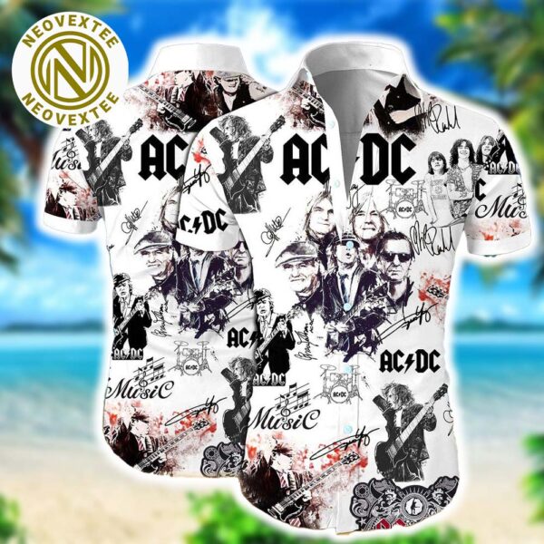 ACDC Signature And Big Logo For Summer 2025 Hawaiian Shirt