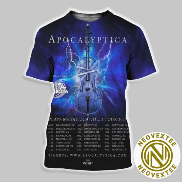 Apocalyptica Plays Metallica Vol 2 Tour 2025 With Special Guest Nita Strauss Dates List All Over Print Shirt