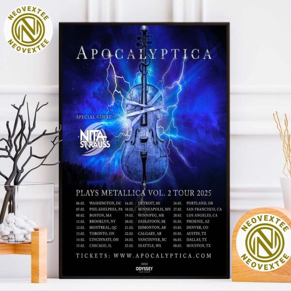 Apocalyptica Plays Metallica Vol 2 Tour 2025 With Special Guest Nita Strauss Dates List Home Decor Poster Canvas