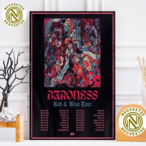 Baroness Band Red And Blue North American Tour 2025 Dates List Home Decor Poster Canvas