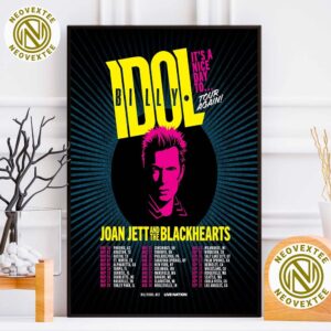 Billy Idol It’s Nice Day To Tour 2025 With Joan Jett And The Blackhearts Schedule List Dates Home Decor Poster Canvas