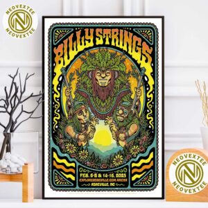 Billy Strings Asheville NC Poster Art By Matt Leunig At ExploreAsheville.com Arena On February 6-8 And 14-16 2025 Poster Canvas