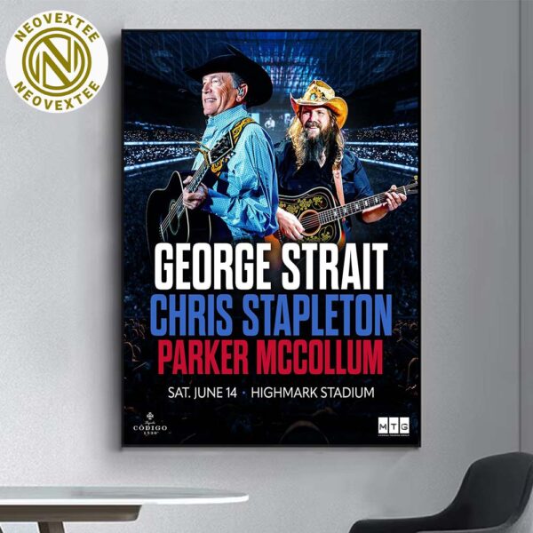 Chris Stapleton And George Strait With Parker McCollum New York Poster For Shows At Highmark Stadium On June 14 2025 Poster Canvas