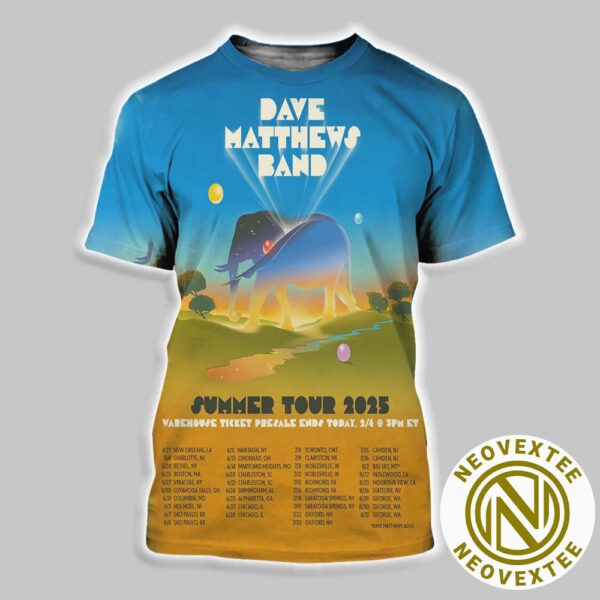 Dave Matthews Band Summer Tour 2025 Schedule List Dates All Over Print Shirt