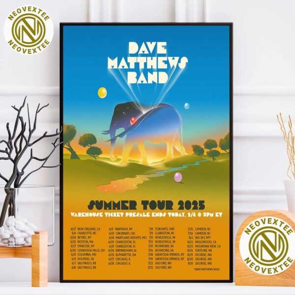 Dave Matthews Band Summer Tour 2025 Schedule List Dates Home Decor Poster Canvas