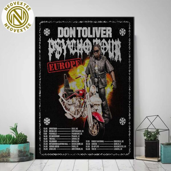 Don Toliver Hardstone Psycho Europe Tour 2025 Dates List Home Decor Poster Canvas