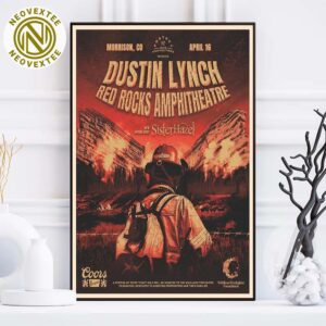 Dustin Lynch Concert Poster At Red Rocks Park and Amphitheatre In Morrison CO On April 16 2025 Home Decor Poster Canvas