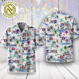 Grateful Dead Dancing Bear And Logo Summer 2025 Hawaiian Shirt For Family