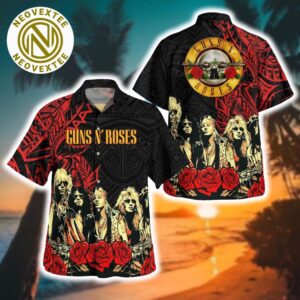 Guns N Roses Aloha Tribal Rose 2025 Summer Hawaiian Shirt