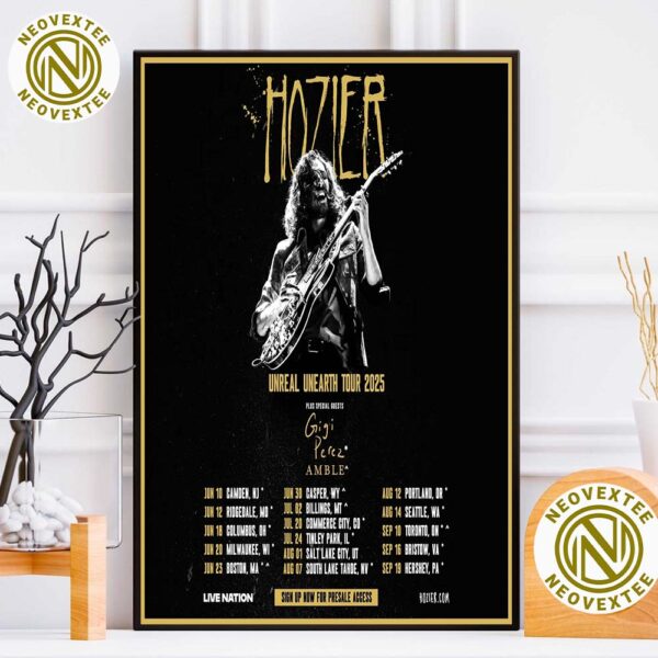 Hozier Unreal Unearth Tour 2025 North America Dates List Home Decor Poster Canvas