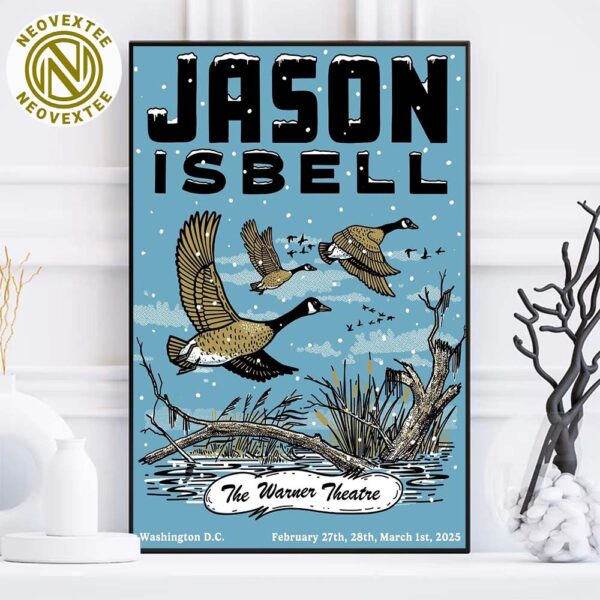 Jason Isbell Tonight Poster In Washington DC At The Warner Theatre On February 27th 28th And March 1st 2025 Home Decor Poster Canvas