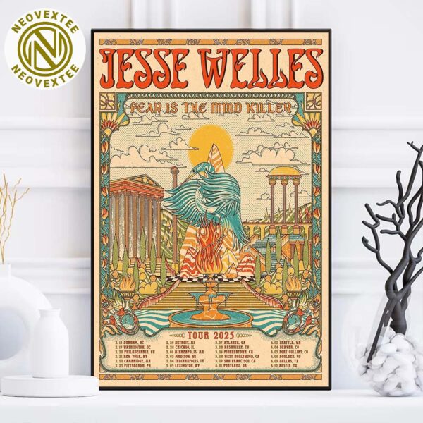 Jesse Welles Fear Is The Mind Killer Tour 2025 Dates List Home Decor Poster Canvas