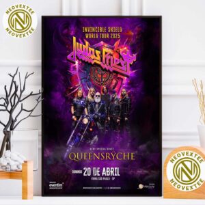 Judas Priest Invincible Shield World Tour 2025 With Very Special Guest Queensryche In Vibra Sao Paulo On April 20 2025 Poster Canvas