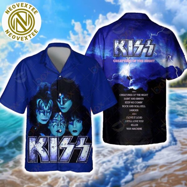 Kiss Band Cover Album Creatures Of The Night Summer Hawaiian Shirt For Boy And Girl