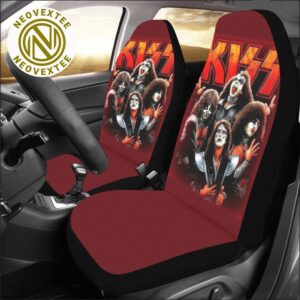 Kiss Rock Band Team Photo Red Background Full Car Seat Covers