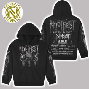 Knotfest Australia 2025 Exclusive Merch Grey Demon Drip Skulls Black Hoodie T-Shirt