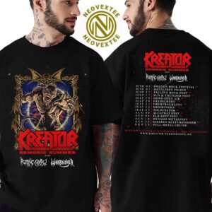 Kreator Demonic Summer 2025 With Rotting Christ And Warbringer Schedule List Date In Europe 2025 Two Sides Print T-Shirt