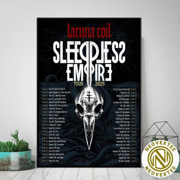 Lacuna Coil Sleepless Empire Tour 2025 For June October And November 2025 Dates List Home Decor Poster Canvas