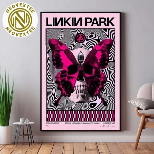 Linkin Park Poster In Guadalajara Jalisco At Estadio 3 DE Marzo From Zero World Tour 2025 On February 3 2025 Poster Canvas