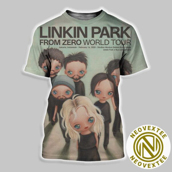 Linkin Park Poster In Jakarta From Zero World Tour 2025 At Madya Stadium Gelora Bung Karno On February 16 2025 Art By Ryo Laksamana All Over Print Shirt