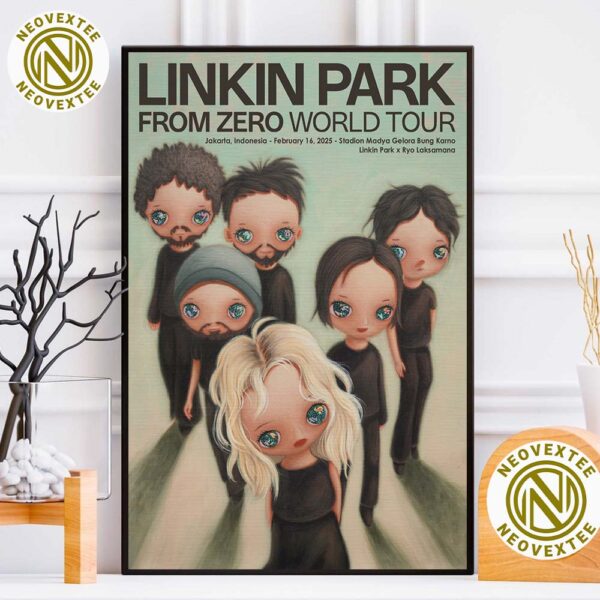 Linkin Park Poster In Jakarta From Zero World Tour 2025 At Madya Stadium Gelora Bung Karno On February 16 2025 Art By Ryo Laksamana Poster Canvas