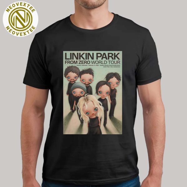 Linkin Park Poster In Jakarta From Zero World Tour 2025 At Madya Stadium Gelora Bung Karno On February 16 2025 Art By Ryo Laksamana T-Shirt