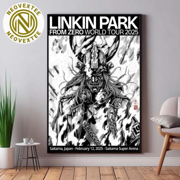 Linkin Park Poster In Japan Art By Takashi Okazaki At Saitama Super Arena On February 12 2025 From Zero World Tour 2025 Poster Canvas