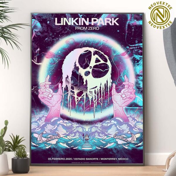 Linkin Park Poster In Monterrey Mexico At Estadio Banorte From Zero World Tour 2025 On February 5 2025 Home Decor Poster Canvas