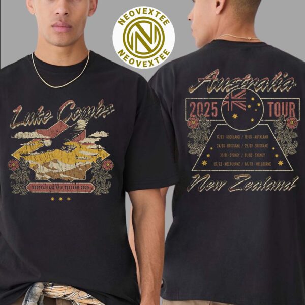 Luke Combs Eagle Tee 2025 Australia And New Zealand Tour Two Sides Print Premium T-Shirt