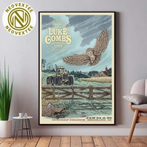 Luke Combs Second Gig Poster For Brisbane Australia At Suncorp Stadium On January 24 And 25 2025 Home Decor Poster Canvas