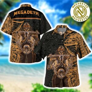 Megadeth Tribal Gold Pattern Music 2025 Hawaiian Shirt