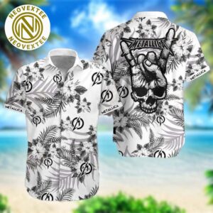 Metallica Floral Pattern Rock Band White Background Gift For Family 2025 Hawaiian Shirt