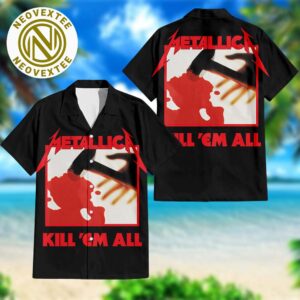 Metallica Kill Em All Album Black Background 2025 Summer Gift For Fan Hawaiian Shirt