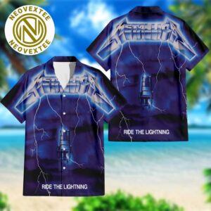 Metallica Ride The Lightning Best Album Blue And Black Background 2025 Summer Hawaiian Shirt