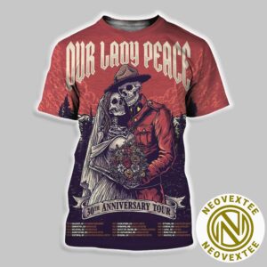 Our Lady Peace Band Poster 30th Anniversary Tour 2025 Dates List Art Skeletons All Over Print Shirt