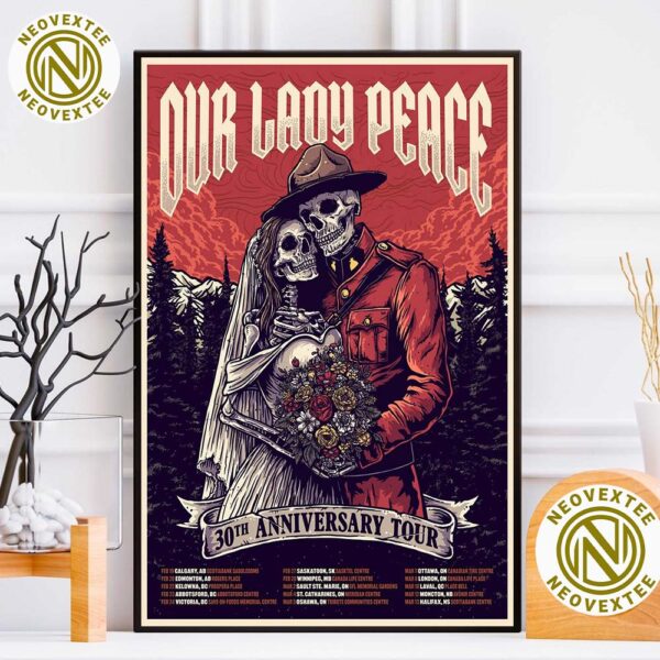 Our Lady Peace Band Poster 30th Anniversary Tour 2025 Dates List Art Skeletons Home Decor Poster Canvas