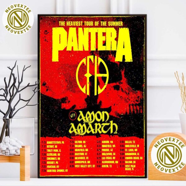 Pantera The Heaviest Tour Of The Summer Tour 2025 With Amon Amarth Dates List Home Decor Poster Canvas