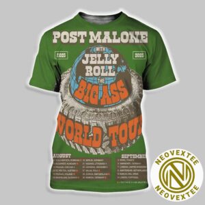 Post Malone With Jelly Roll The BIG ASS Stadium Tour 2025 On August And September Dates List All Over Print Shirt