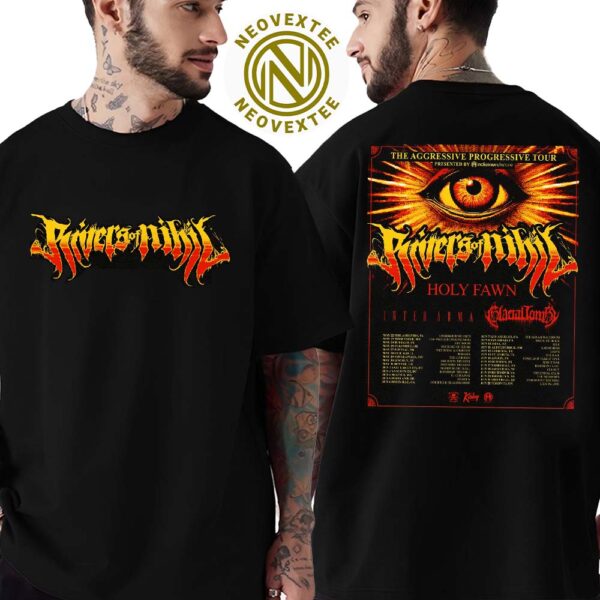 Rivers of Nihil North America The Aggressive Progressive Tour 2025 With Special Guests Holy Fawn Inter Arma And Glacial Tomb Dates List T-Shirt