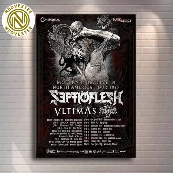 Septicflesh Modern Primitive North America Tour 2025 Dates List Home Decor Poster Canvas