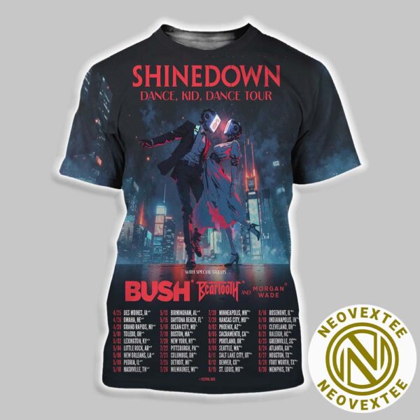 Shinedown Dance, Kid, Dance Tour 2025 With Special Guests Bush Beartooth And Morgan Wade List Dates All Over Print Shirt