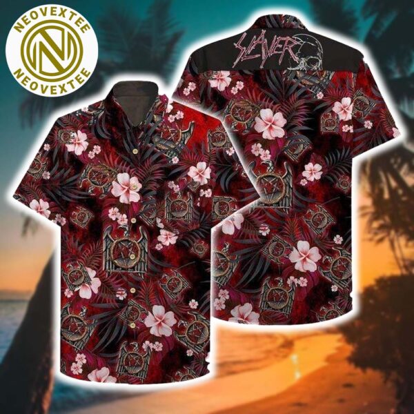 Slayer Tropical With Logo Aloha Music 2025 Hawaiian Shirt And Beach Short