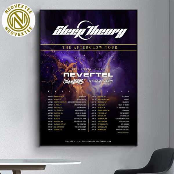 Sleep Theory The Afterglow Tour 2025 With Special Guests Nevertel Oxymorrons And Stray View Dates List Home Decor Poster Canvas