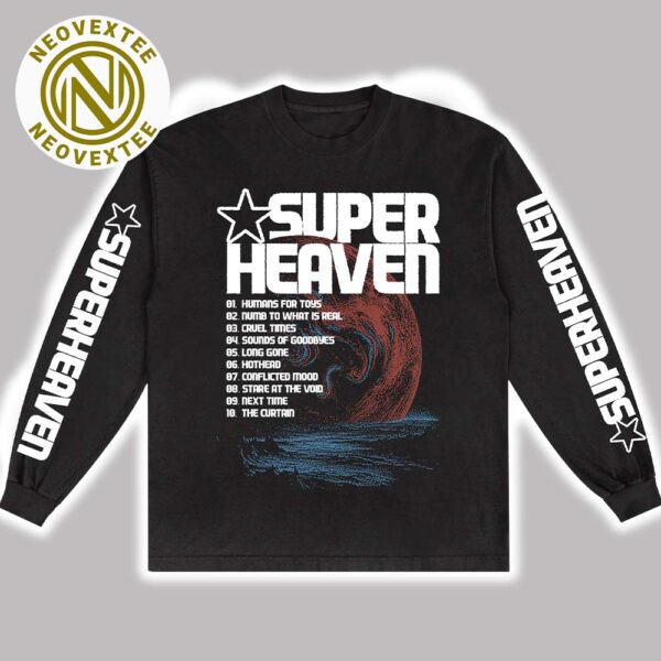 Superheaven Planet II Black Merch Long Sleeve Vintage T-Shirt