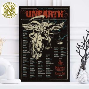 Unearth Band North America Spring Tour MMXXV Tour 2025 Dates List Home Decor Poster Canvas