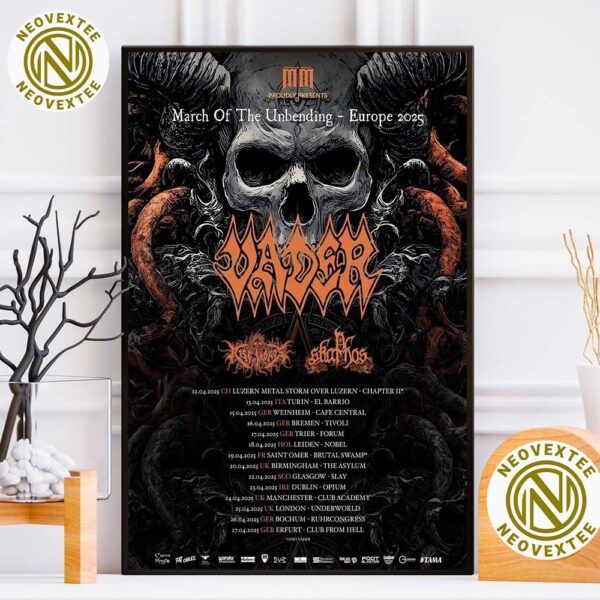 Vader Band March Of The Unbending Europe Tour 2025 Dates List Home Decor Poster Canvas